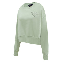 Jacksonville Jaguars Pro Standard Women's Oversized Cropped Neutral Pullover Sweatshirt - Light Green - NFL