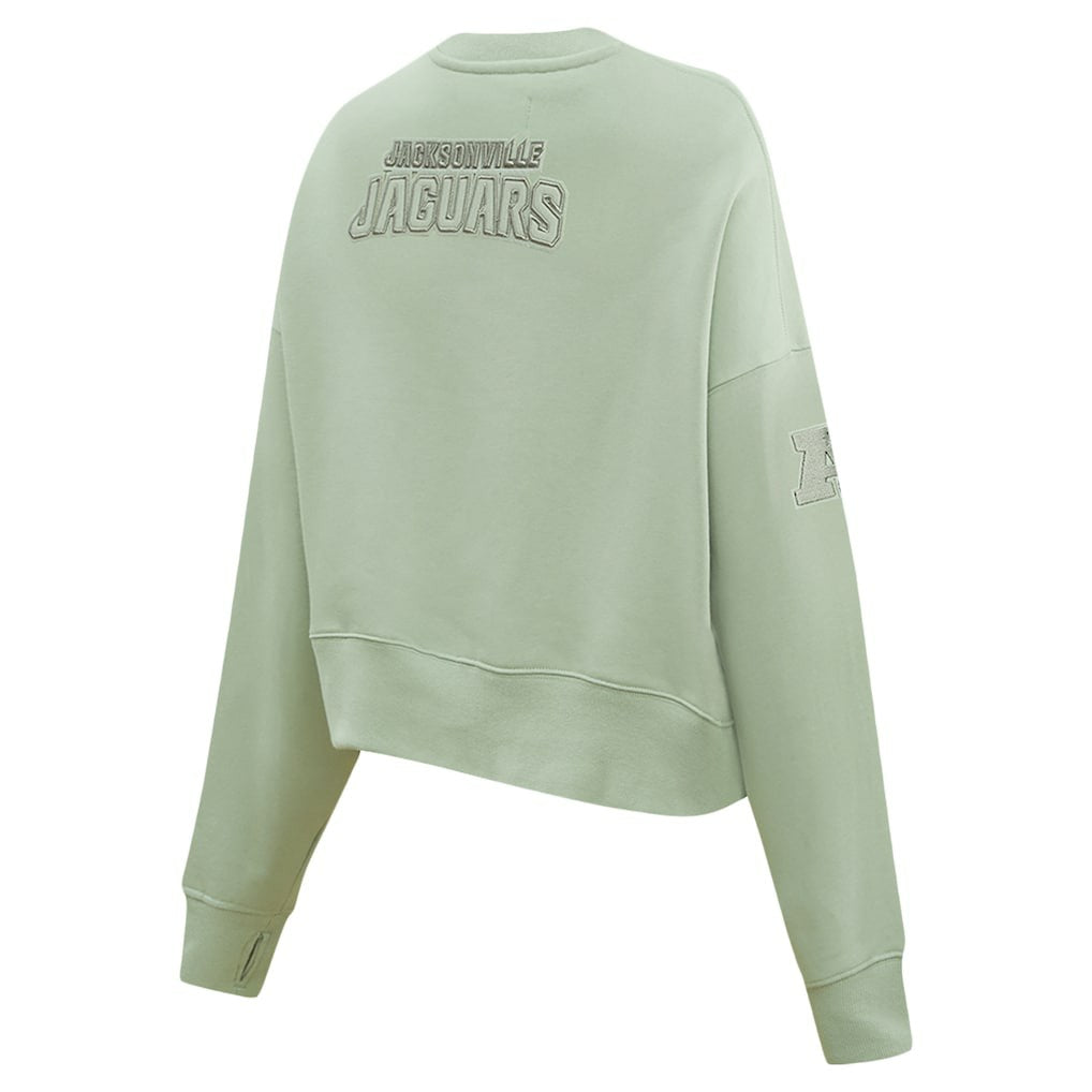Jacksonville Jaguars Pro Standard Women's Oversized Cropped Neutral Pullover Sweatshirt - Light Green - NFL