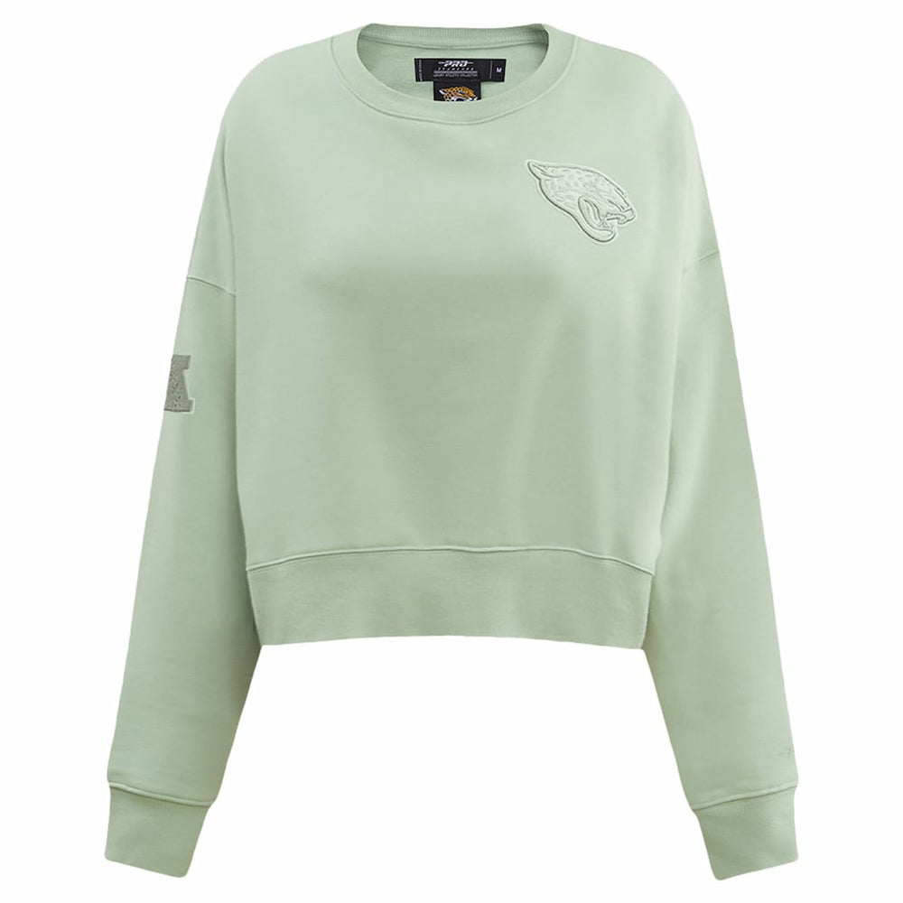 Jacksonville Jaguars Pro Standard Women's Oversized Cropped Neutral Pullover Sweatshirt - Light Green - NFL
