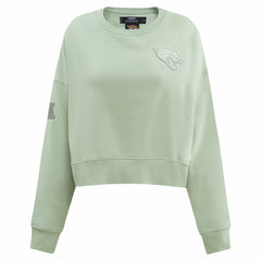 Jacksonville Jaguars Pro Standard Women's Oversized Cropped Neutral Pullover Sweatshirt - Light Green - NFL