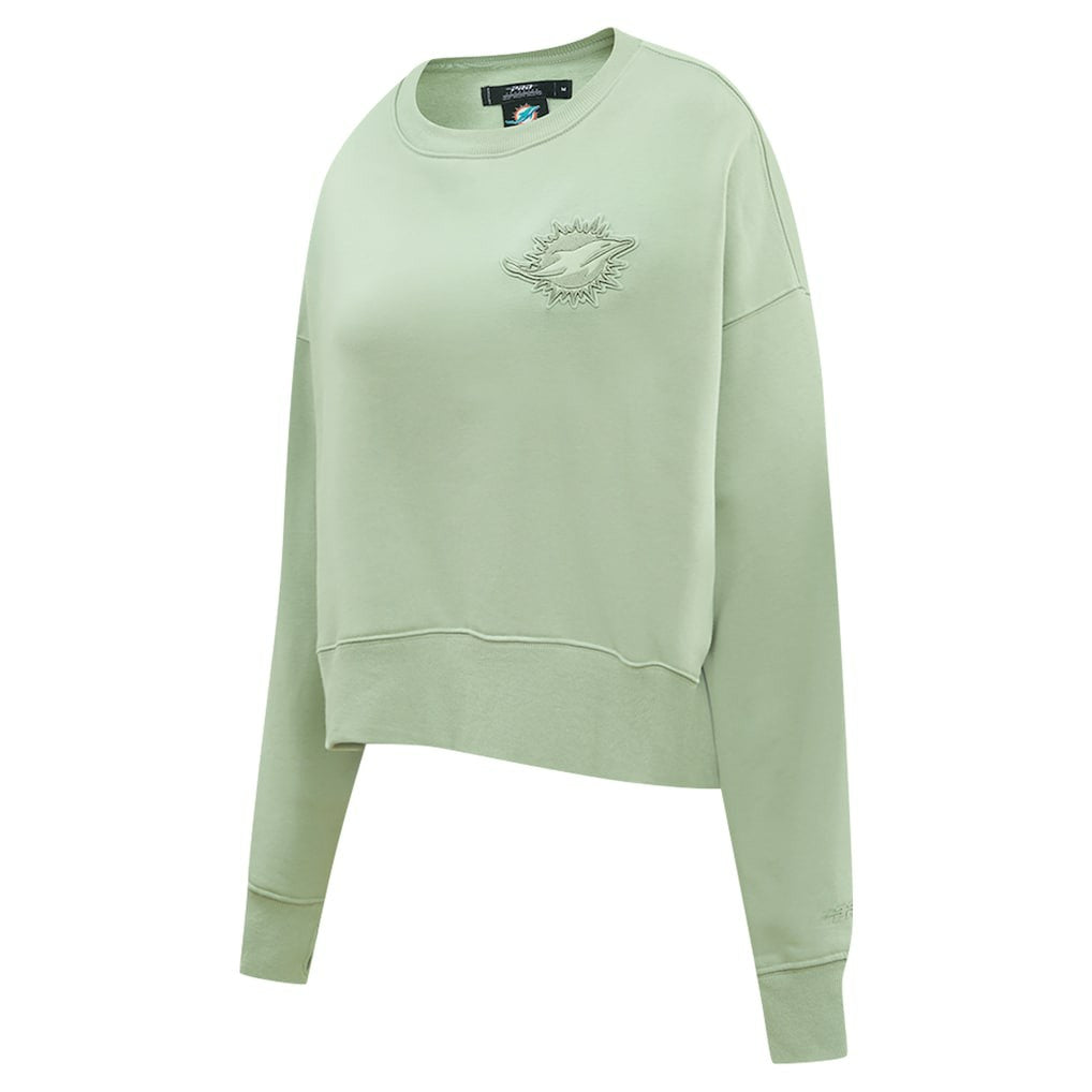 Miami Dolphins Pro Standard Women's Oversized Cropped Neutral Pullover Sweatshirt - Light Green - NFL