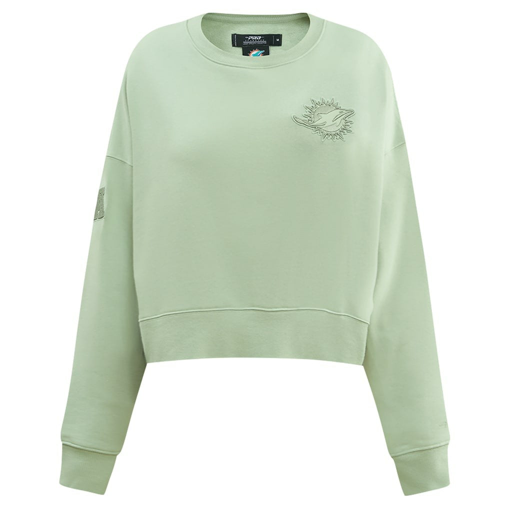 Miami Dolphins Pro Standard Women's Oversized Cropped Neutral Pullover Sweatshirt - Light Green - NFL
