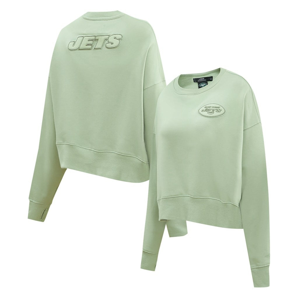 New York Jets Pro Standard Women's Oversized Cropped Neutral Pullover Sweatshirt - Light Green - NFL