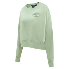 New York Jets Pro Standard Women's Oversized Cropped Neutral Pullover Sweatshirt - Light Green - NFL