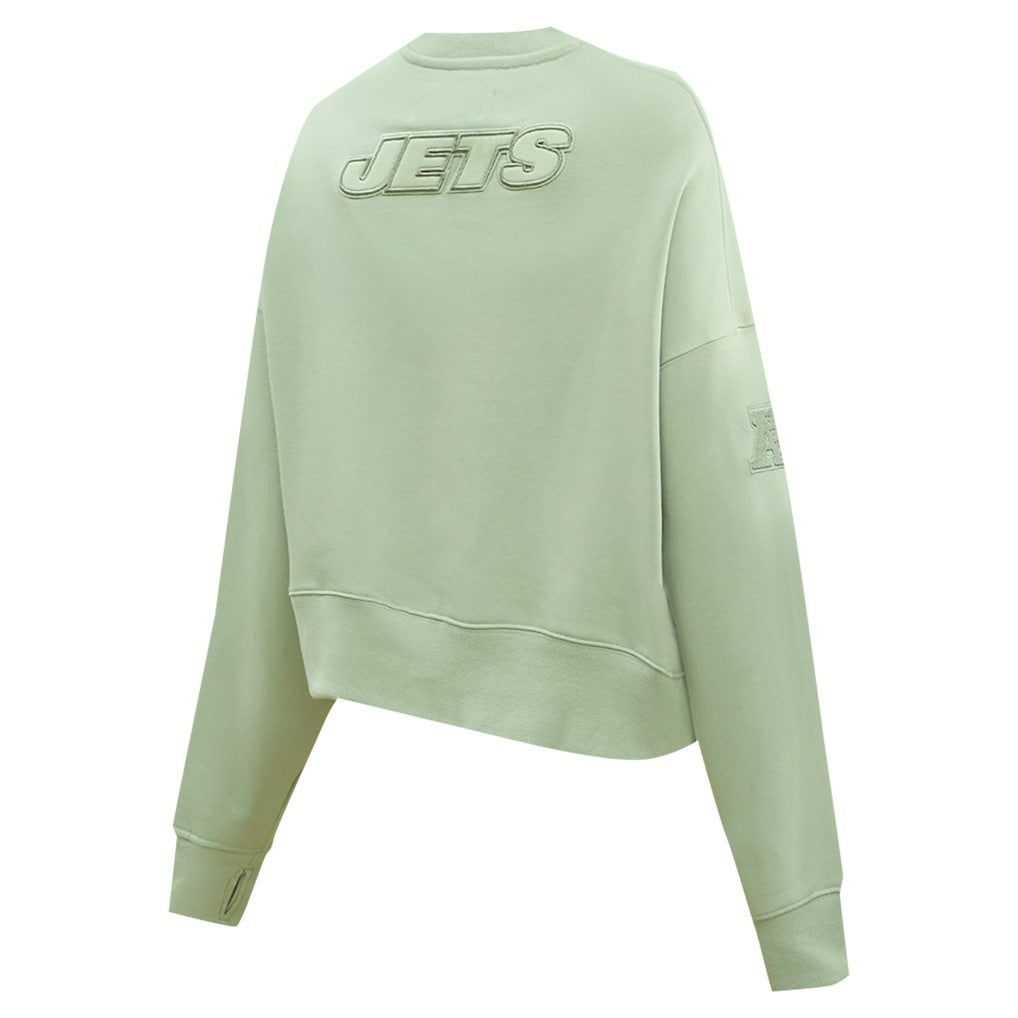 New York Jets Pro Standard Women's Oversized Cropped Neutral Pullover Sweatshirt - Light Green - NFL