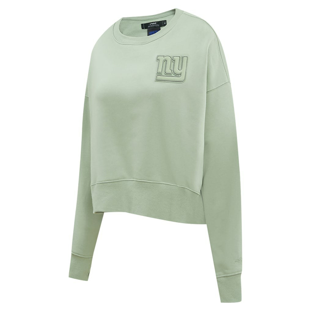 New York Giants Pro Standard Women's Oversized Cropped Neutral Pullover Sweatshirt - Light Green - NFL