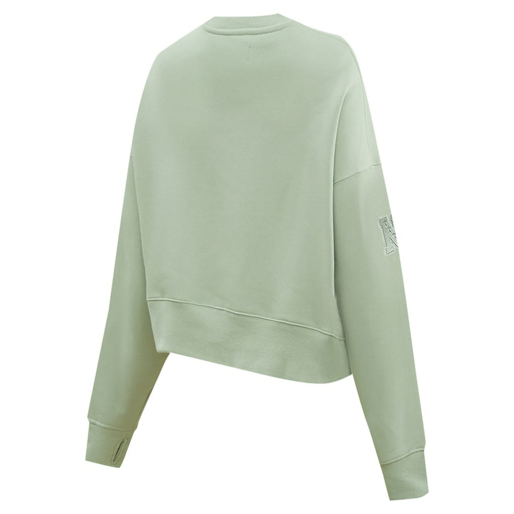 New York Giants Pro Standard Women's Oversized Cropped Neutral Pullover Sweatshirt - Light Green - NFL