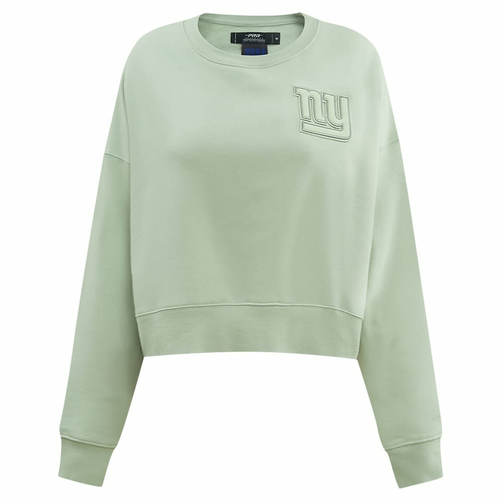 New York Giants Pro Standard Women's Oversized Cropped Neutral Pullover Sweatshirt - Light Green - NFL