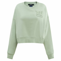 New York Giants Pro Standard Women's Oversized Cropped Neutral Pullover Sweatshirt - Light Green - NFL