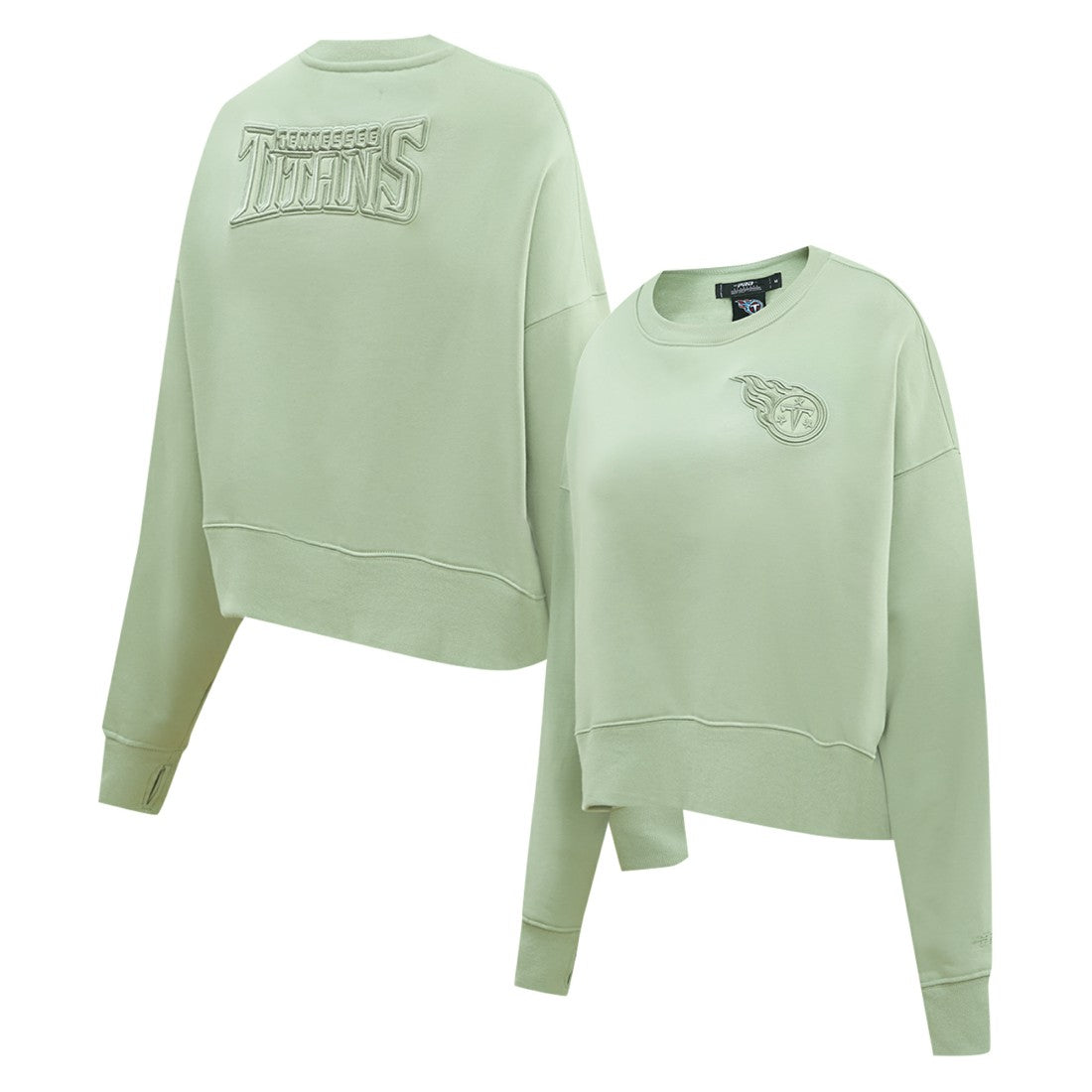 Tennessee Titans Pro Standard Women's Oversized Cropped Neutral Pullover Sweatshirt - Light Green - NFL