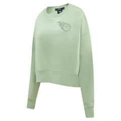 Tennessee Titans Pro Standard Women's Oversized Cropped Neutral Pullover Sweatshirt - Light Green - NFL