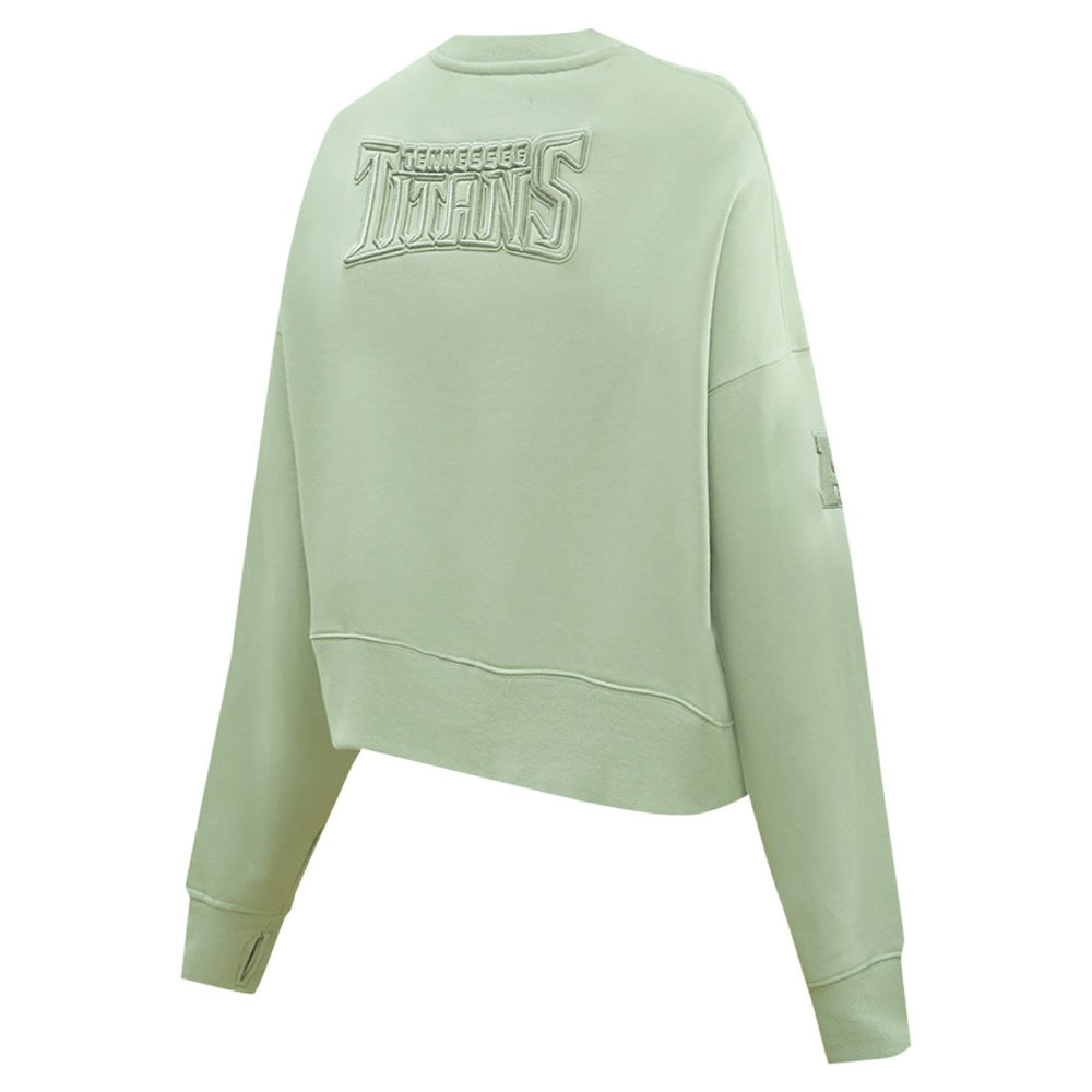 Tennessee Titans Pro Standard Women's Oversized Cropped Neutral Pullover Sweatshirt - Light Green - NFL