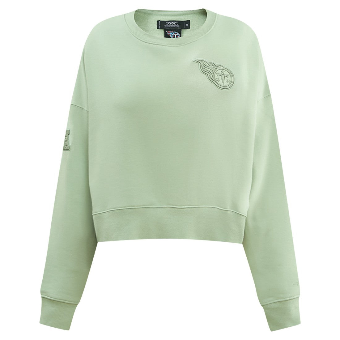 Tennessee Titans Pro Standard Women's Oversized Cropped Neutral Pullover Sweatshirt - Light Green - NFL