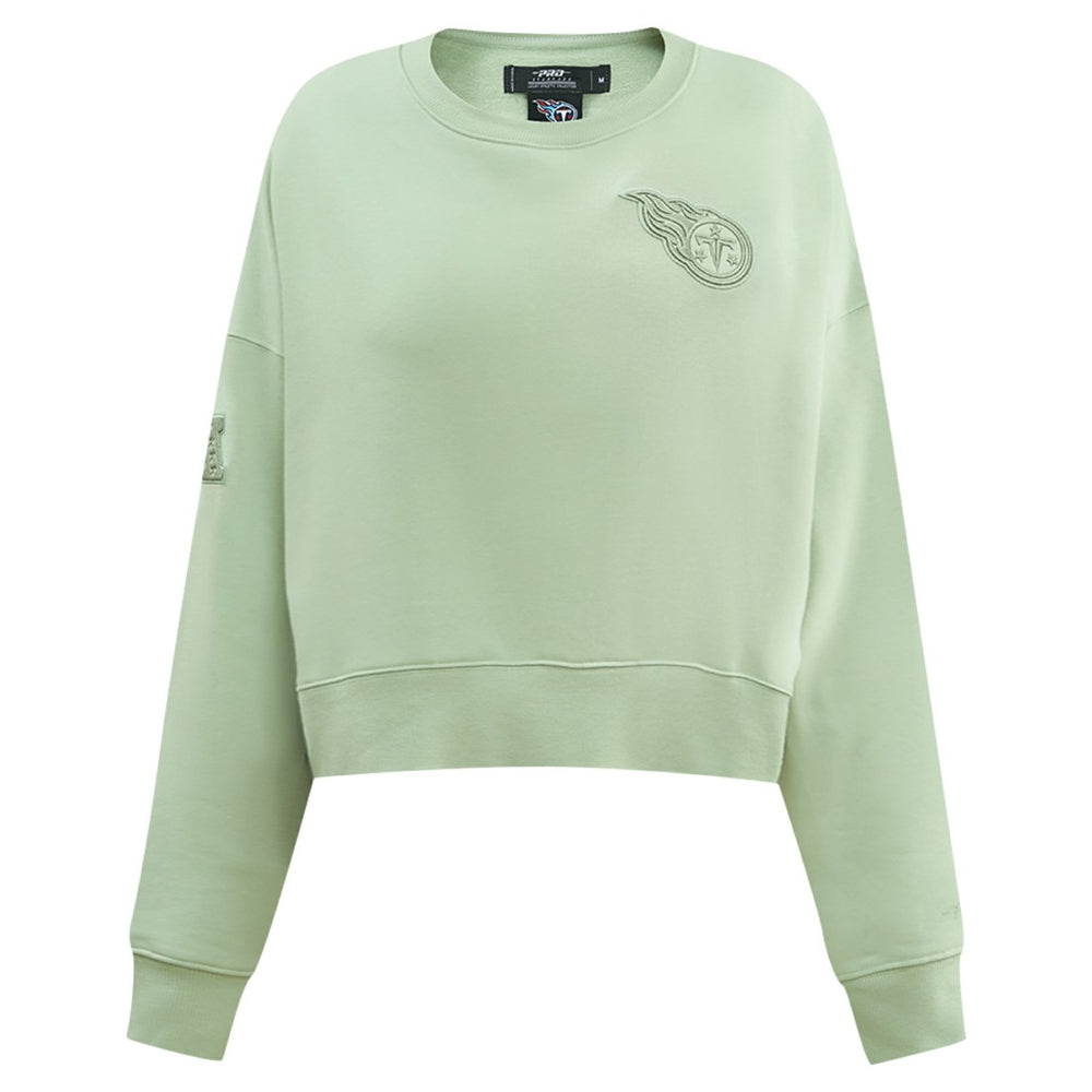 Tennessee Titans Pro Standard Women's Oversized Cropped Neutral Pullover Sweatshirt - Light Green - NFL