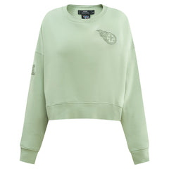 Tennessee Titans Pro Standard Women's Oversized Cropped Neutral Pullover Sweatshirt - Light Green - NFL
