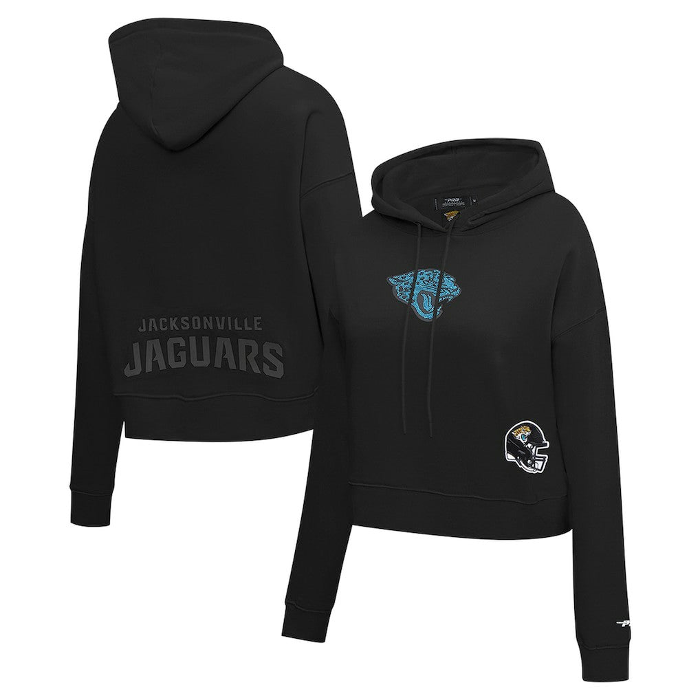Jacksonville Jaguars Pro Standard Women's Jeweled Cropped Pullover Hoodie - Black - NFL