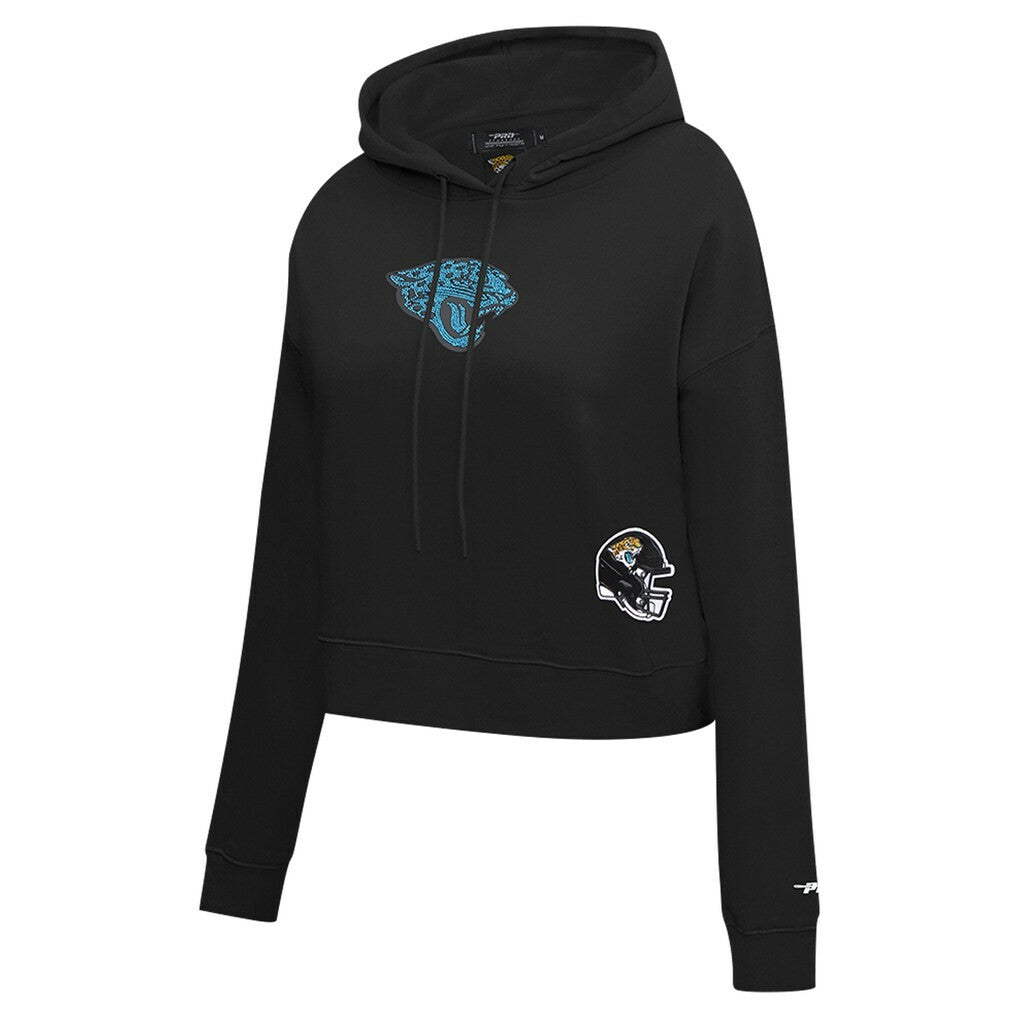 Jacksonville Jaguars Pro Standard Women's Jeweled Cropped Pullover Hoodie - Black - NFL