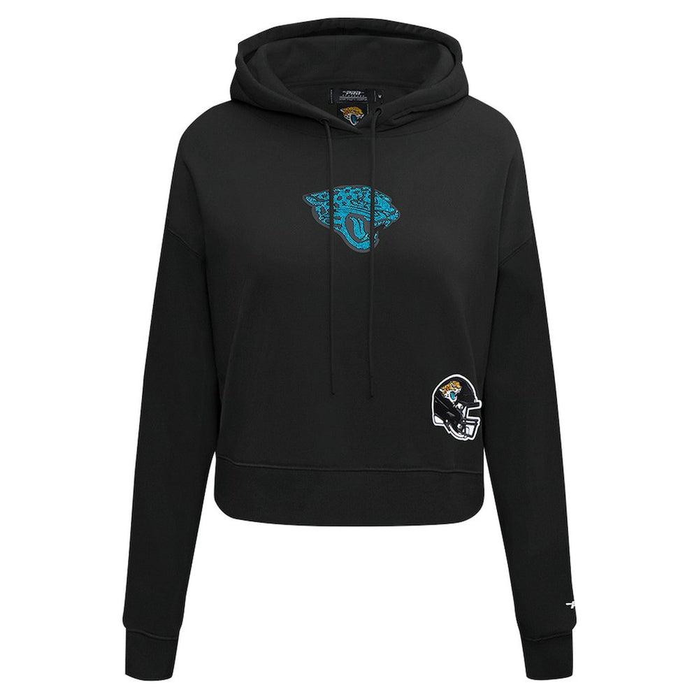 Jacksonville Jaguars Pro Standard Women's Jeweled Cropped Pullover Hoodie - Black - NFL