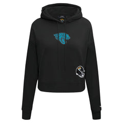 Jacksonville Jaguars Pro Standard Women's Jeweled Cropped Pullover Hoodie - Black - NFL