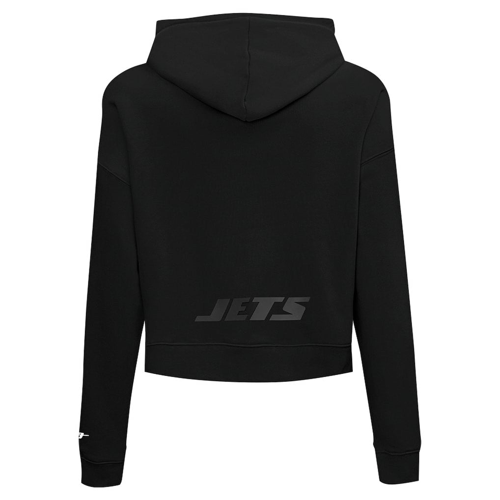 New York Jets Pro Standard Women's Jeweled Cropped Pullover Hoodie - Black - NFL
