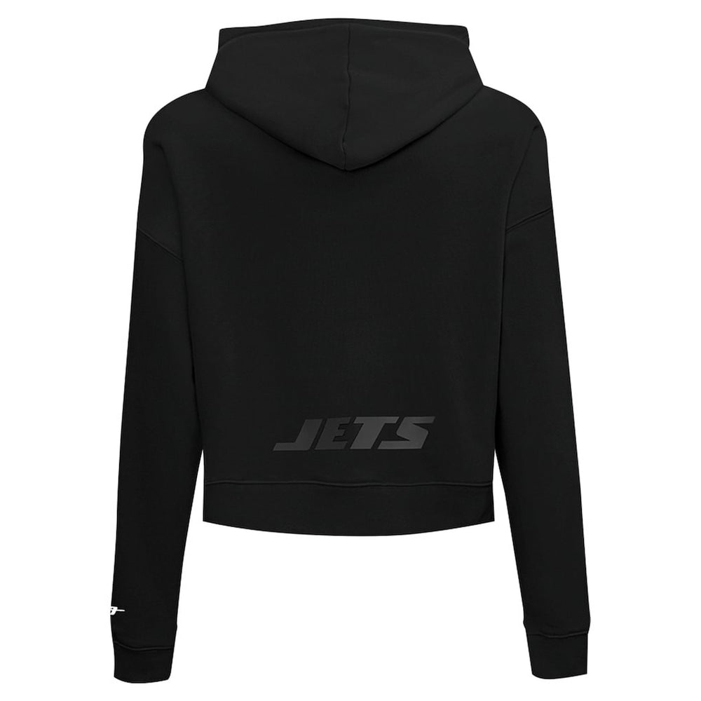 New York Jets Pro Standard Women's Jeweled Cropped Pullover Hoodie - Black - NFL