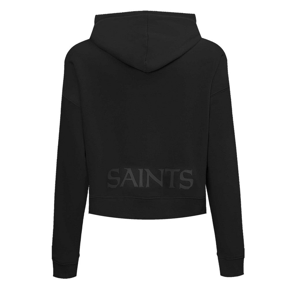 New Orleans Saints Pro Standard Women's Jeweled Cropped Pullover Hoodie - Black - NFL