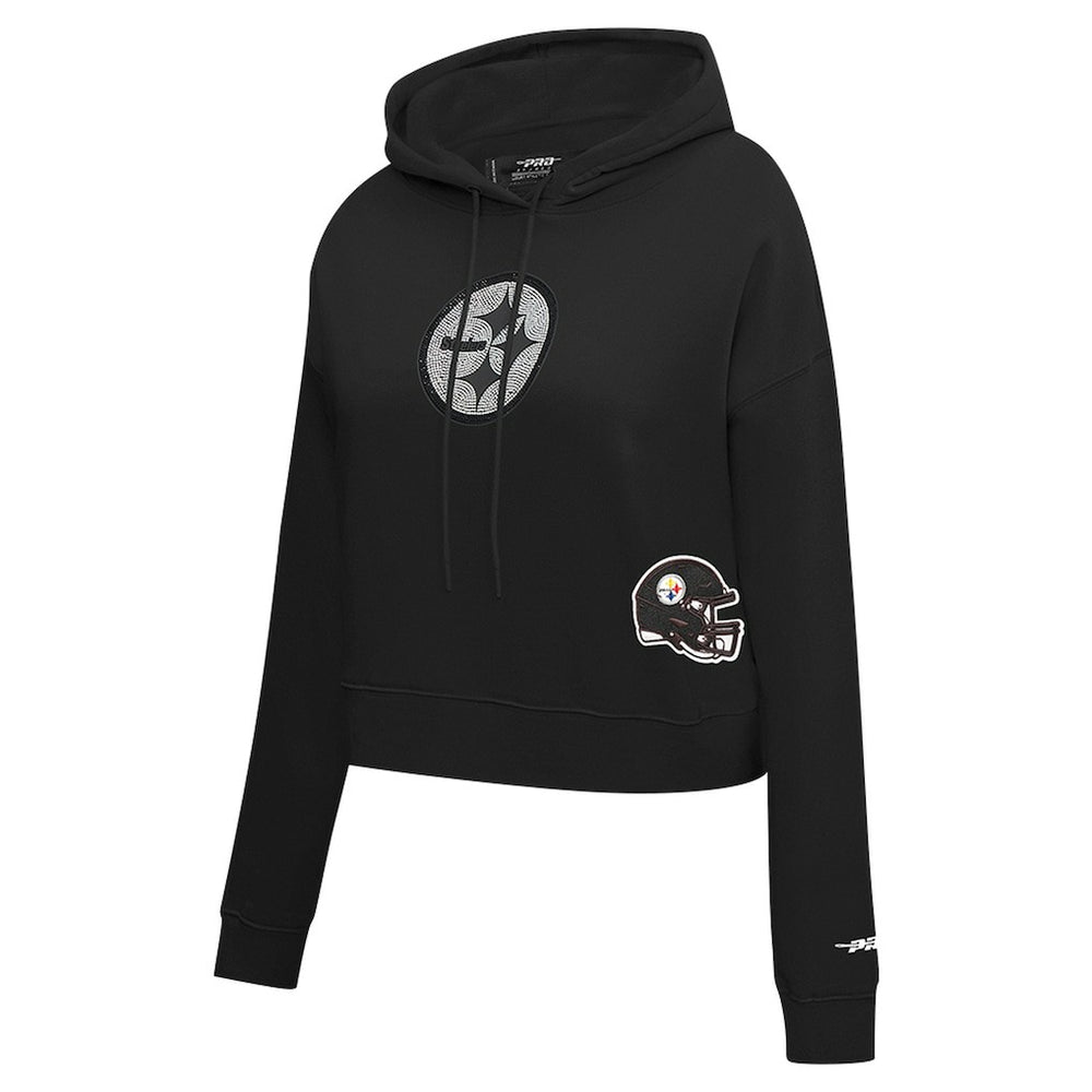 Pittsburgh Steelers Pro Standard Women's Jeweled Cropped Pullover Hoodie - Black - NFL
