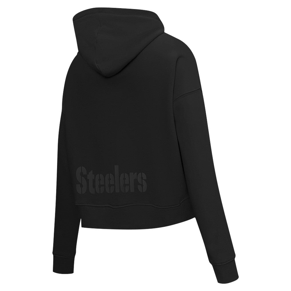 Pittsburgh Steelers Pro Standard Women's Jeweled Cropped Pullover Hoodie - Black - NFL