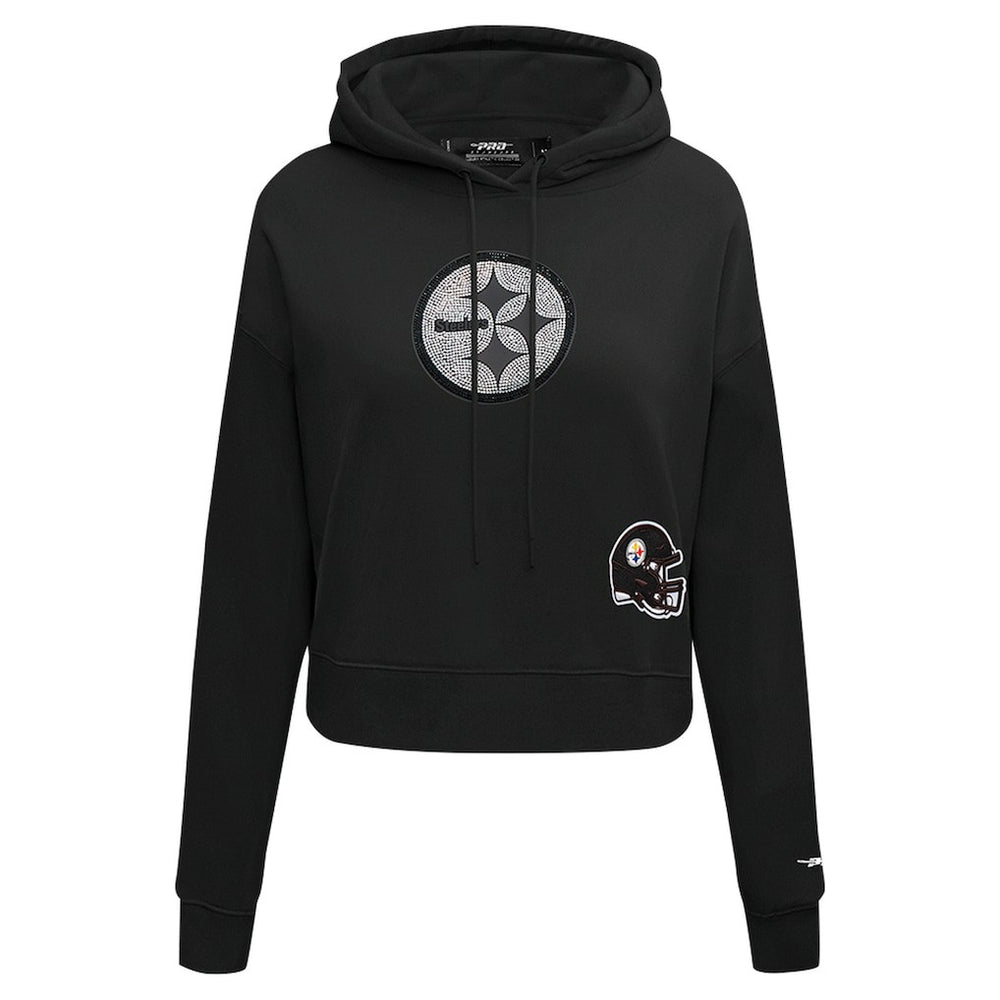 Pittsburgh Steelers Pro Standard Women's Jeweled Cropped Pullover Hoodie - Black - NFL