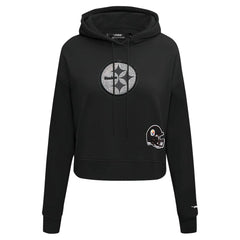 Pittsburgh Steelers Pro Standard Women's Jeweled Cropped Pullover Hoodie - Black - NFL