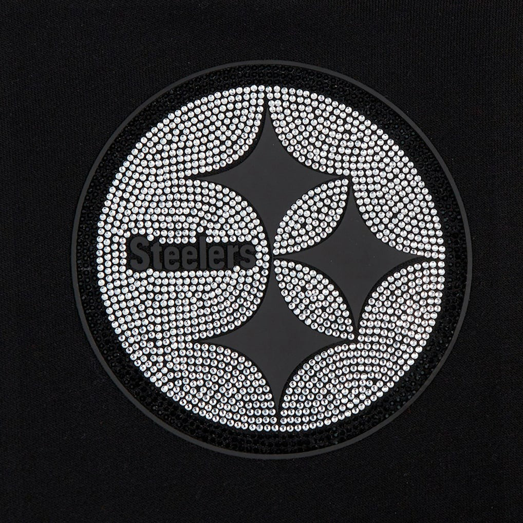 Pittsburgh Steelers Pro Standard Women's Jeweled Cropped Pullover Hoodie - Black - NFL