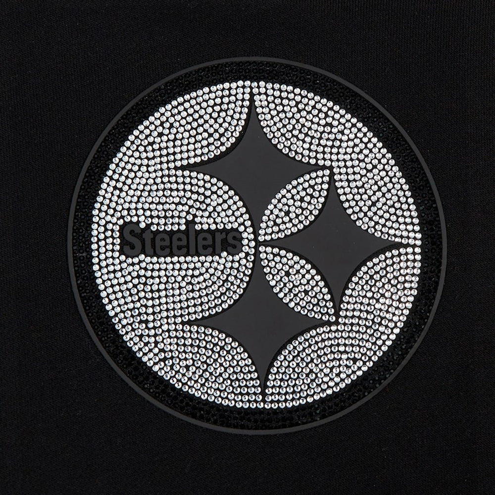 Pittsburgh Steelers Pro Standard Women's Jeweled Cropped Pullover Hoodie - Black - NFL