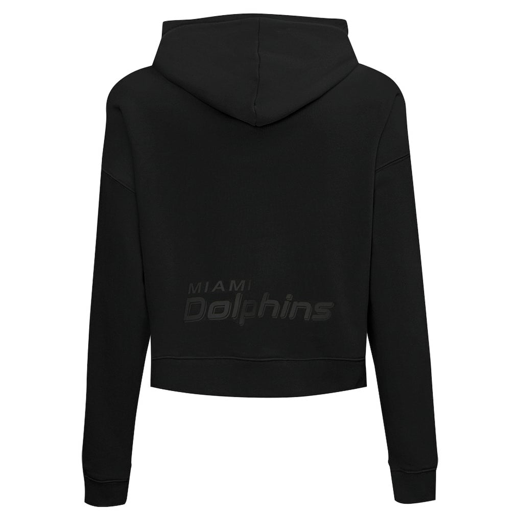 Miami Dolphins Pro Standard Women's Jeweled Cropped Pullover Hoodie - Black - NFL