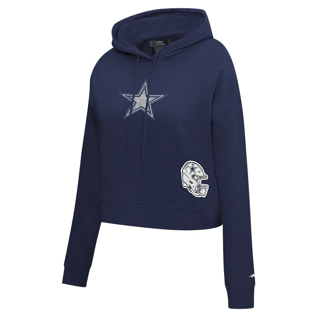 Dallas Cowboys Pro Standard Women's Jeweled Cropped Pullover Hoodie - Navy - NFL