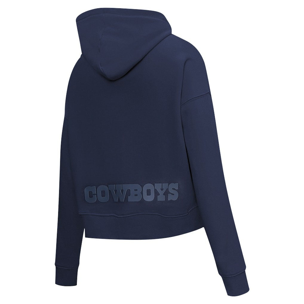 Dallas Cowboys Pro Standard Women's Jeweled Cropped Pullover Hoodie - Navy - NFL