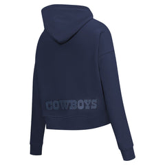Dallas Cowboys Pro Standard Women's Jeweled Cropped Pullover Hoodie - Navy - NFL