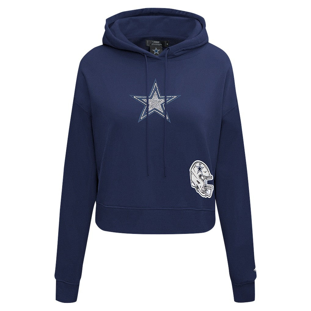 Dallas Cowboys Pro Standard Women's Jeweled Cropped Pullover Hoodie - Navy - NFL