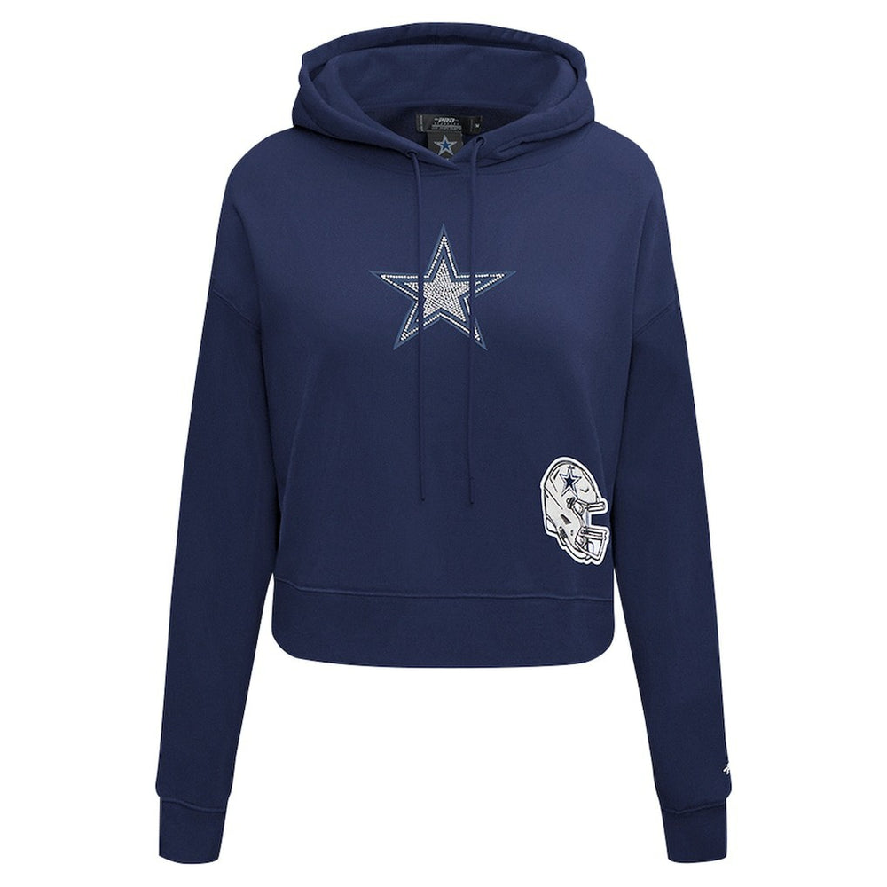 Dallas Cowboys Pro Standard Women's Jeweled Cropped Pullover Hoodie - Navy - NFL
