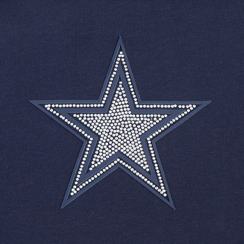Dallas Cowboys Pro Standard Women's Jeweled Cropped Pullover Hoodie - Navy - NFL