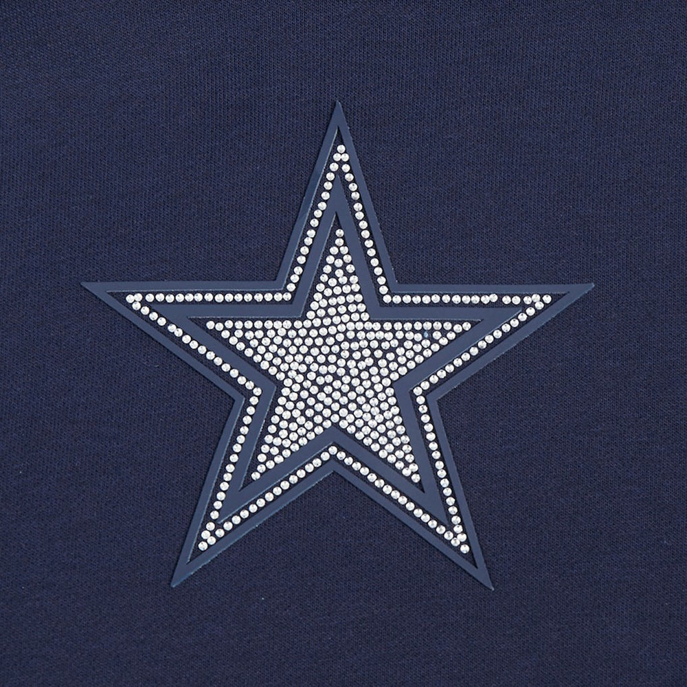Dallas Cowboys Pro Standard Women's Jeweled Cropped Pullover Hoodie - Navy - NFL