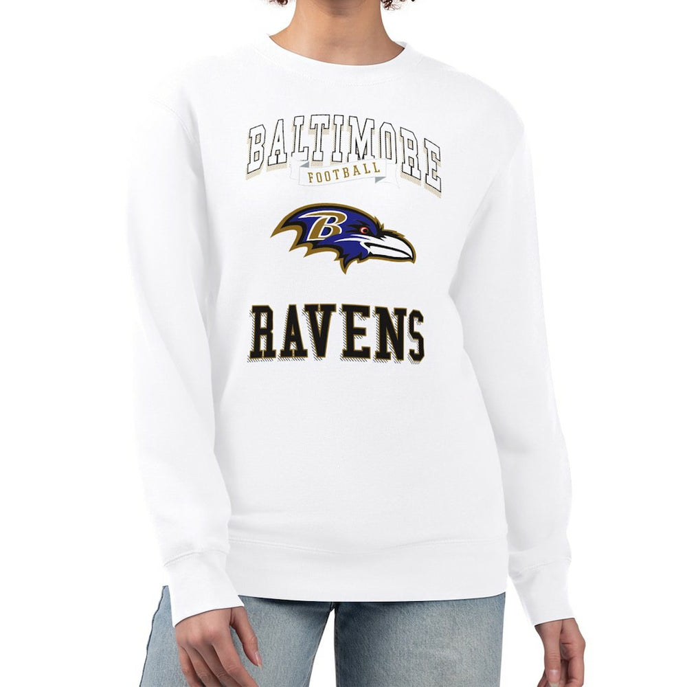 Baltimore Ravens G-III 4Her by Carl Banks Women's Team Logo Graphic Tri-Blend Pullover Sweatshirt - White - NFL