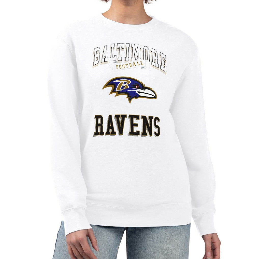 Baltimore Ravens G-III 4Her by Carl Banks Women's Team Logo Graphic Tri-Blend Pullover Sweatshirt - White - NFL