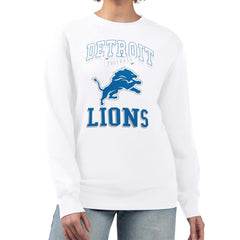 Detroit Lions G-III 4Her by Carl Banks Women's Team Logo Graphic Tri-Blend Pullover Sweatshirt - White - NFL