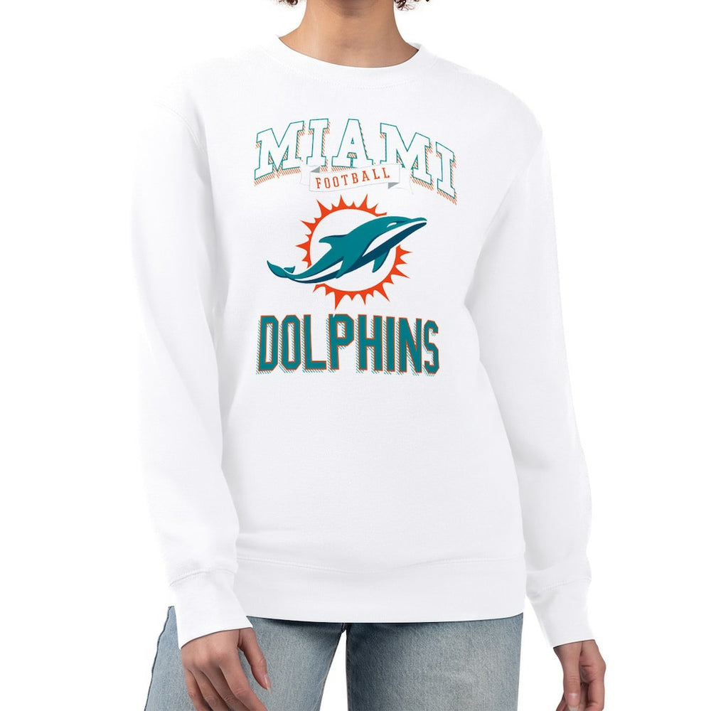 Miami Dolphins G-III 4Her by Carl Banks Women's Team Logo Graphic Tri-Blend Pullover Sweatshirt - White - NFL