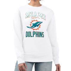 Miami Dolphins G-III 4Her by Carl Banks Women's Team Logo Graphic Tri-Blend Pullover Sweatshirt - White - NFL