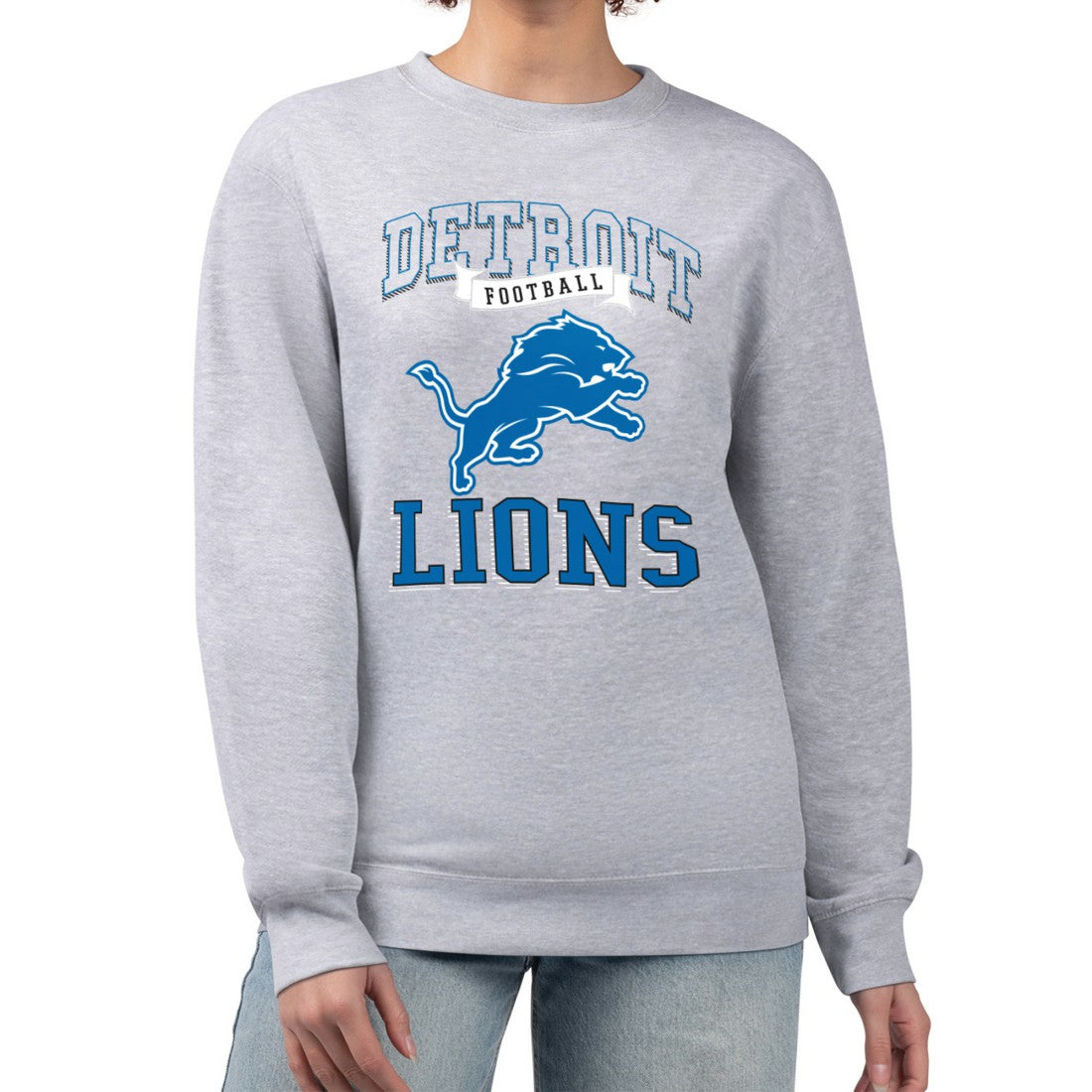 Detroit Lions G-III 4Her by Carl Banks Women's Team Logo Graphic Tri-Blend Pullover Sweatshirt - Heather Gray - NFL