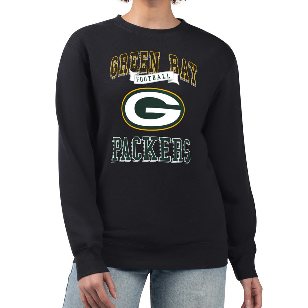 Green Bay Packers G-III 4Her by Carl Banks Women's Team Logo Graphic Tri-Blend Pullover Sweatshirt - Black - NFL