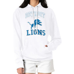 Detroit Lions G-III 4Her by Carl Banks Women's Team Logo Graphic Fleece Tri-Blend Pullover Hoodie - White - NFL