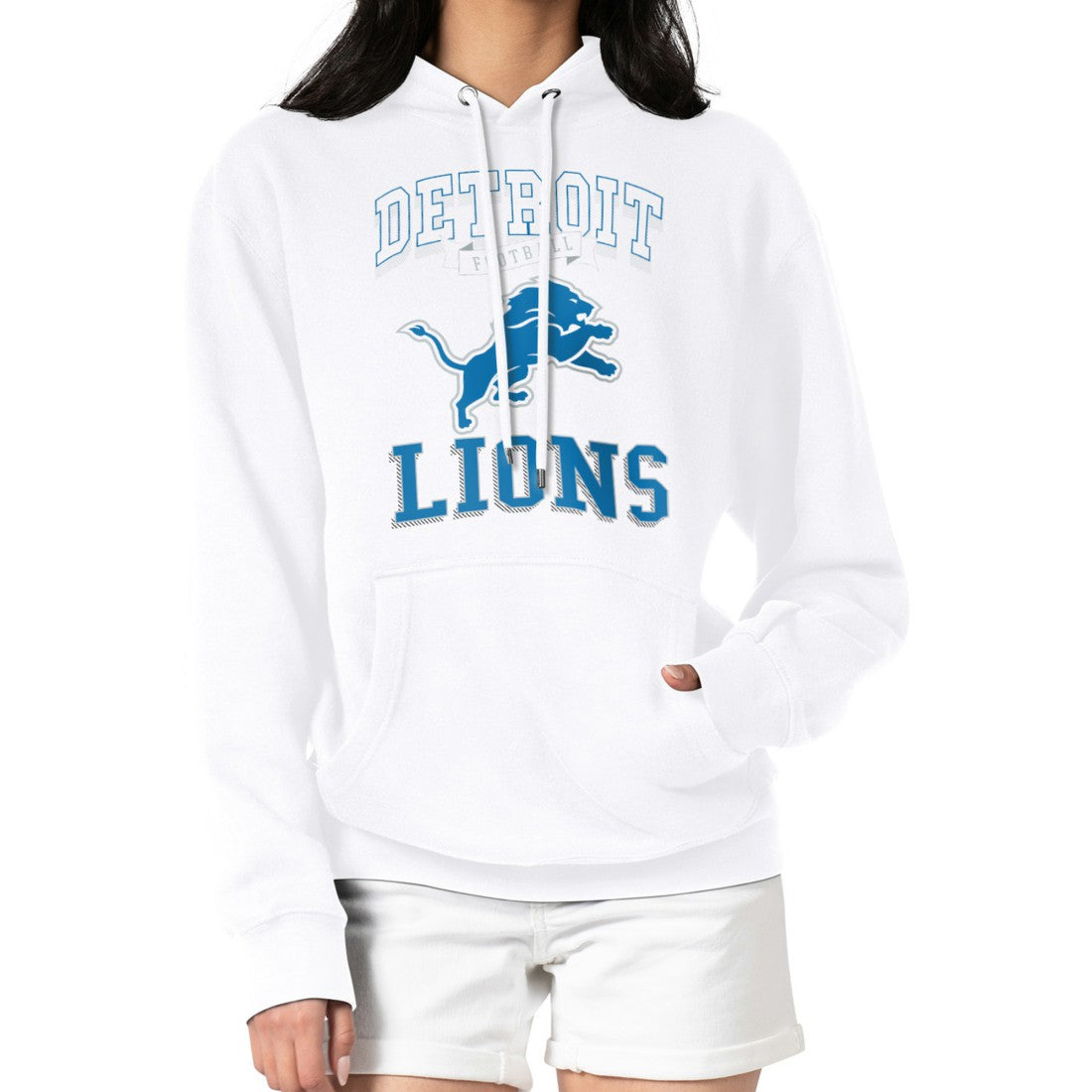 Detroit Lions G-III 4Her by Carl Banks Women's Team Logo Graphic Fleece Tri-Blend Pullover Hoodie - White - NFL