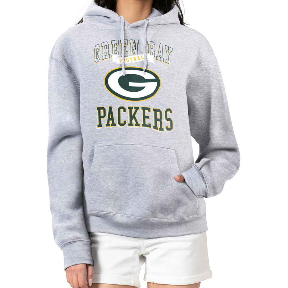 Green Bay Packers G-III 4Her by Carl Banks Women's Team Logo Graphic Fleece Tri-Blend Pullover Hoodie - Heather Gray - NFL